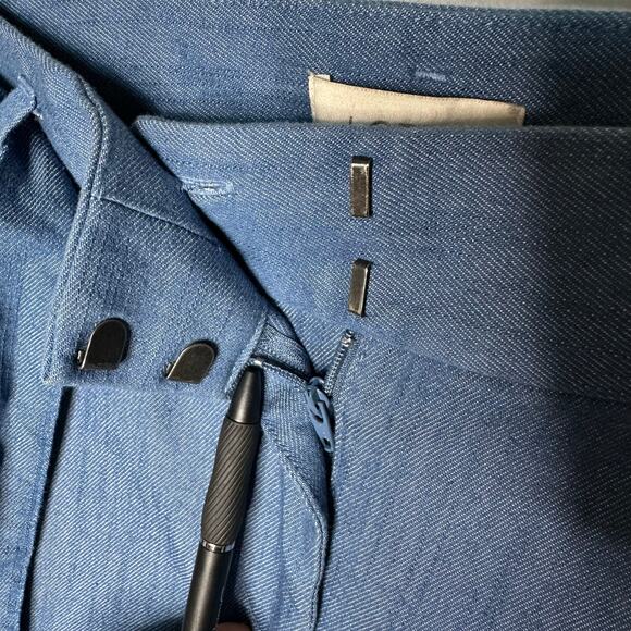 NWT LOFT Chambray Straight Leg Belted Dress Pants – Size 2 - Picture 4 of 7